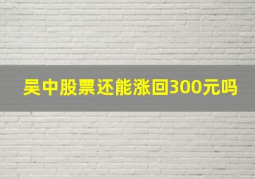 吴中股票还能涨回300元吗