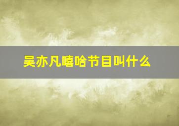 吴亦凡嘻哈节目叫什么