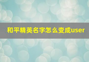 和平精英名字怎么变成user