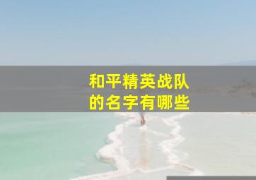 和平精英战队的名字有哪些