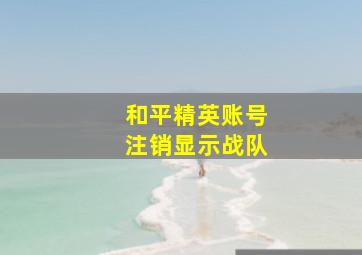 和平精英账号注销显示战队