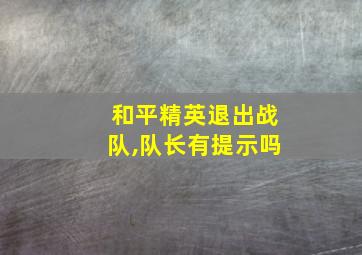 和平精英退出战队,队长有提示吗