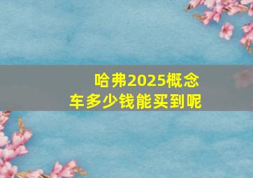 哈弗2025概念车多少钱能买到呢