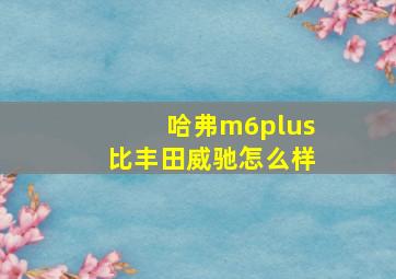 哈弗m6plus比丰田威驰怎么样