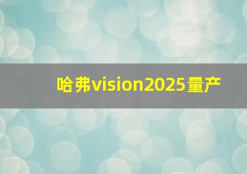 哈弗vision2025量产