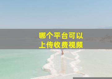 哪个平台可以上传收费视频