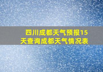 四川成都天气预报15天查询成都天气情况表