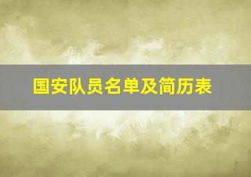 国安队员名单及简历表