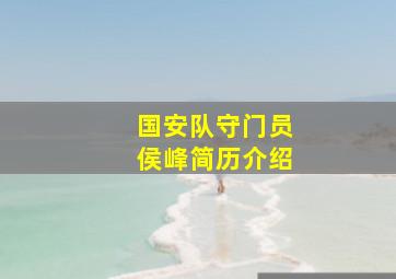 国安队守门员侯峰简历介绍