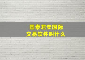 国泰君安国际交易软件叫什么