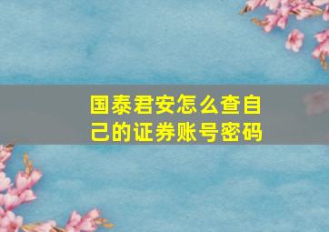 国泰君安怎么查自己的证券账号密码