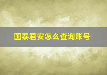 国泰君安怎么查询账号