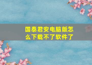 国泰君安电脑版怎么下载不了软件了