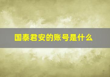 国泰君安的账号是什么