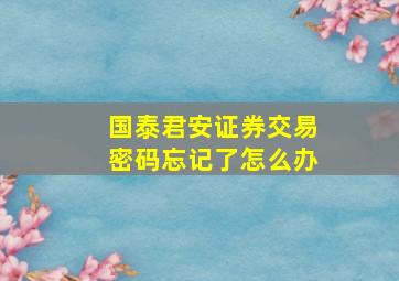 国泰君安证券交易密码忘记了怎么办