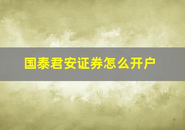 国泰君安证券怎么开户