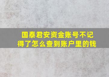 国泰君安资金账号不记得了怎么查到账户里的钱