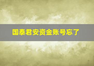 国泰君安资金账号忘了