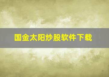 国金太阳炒股软件下载