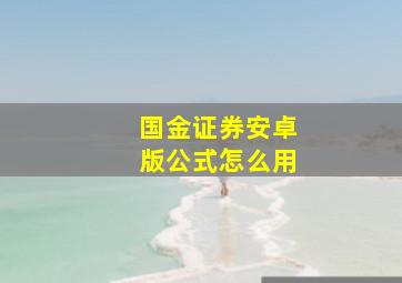 国金证券安卓版公式怎么用