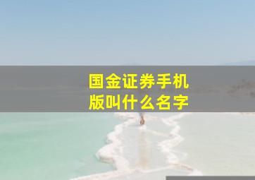 国金证券手机版叫什么名字