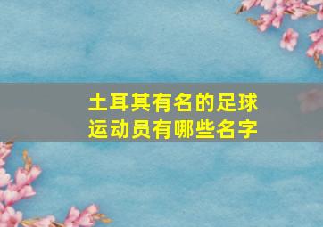 土耳其有名的足球运动员有哪些名字