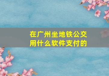 在广州坐地铁公交用什么软件支付的