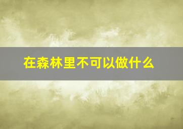 在森林里不可以做什么