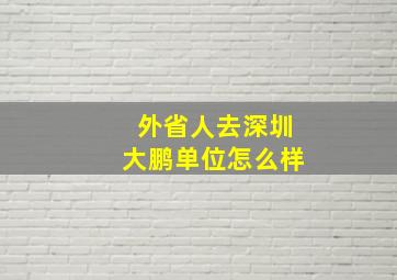 外省人去深圳大鹏单位怎么样