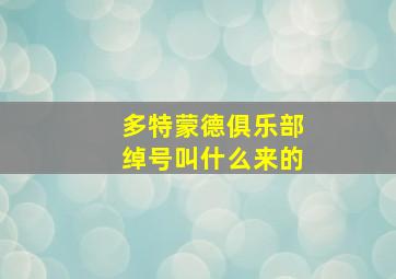 多特蒙德俱乐部绰号叫什么来的