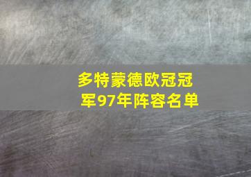 多特蒙德欧冠冠军97年阵容名单