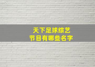 天下足球综艺节目有哪些名字