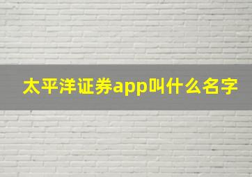 太平洋证券app叫什么名字