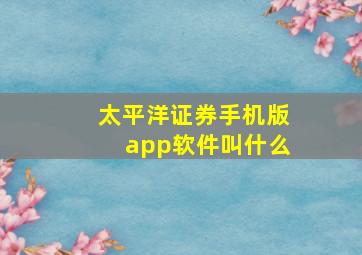 太平洋证券手机版app软件叫什么