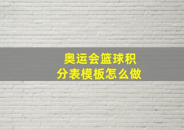 奥运会篮球积分表模板怎么做