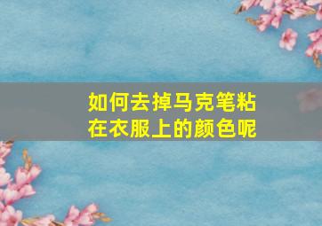 如何去掉马克笔粘在衣服上的颜色呢