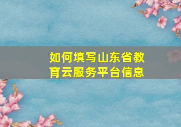 如何填写山东省教育云服务平台信息