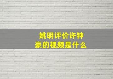 姚明评价许钟豪的视频是什么