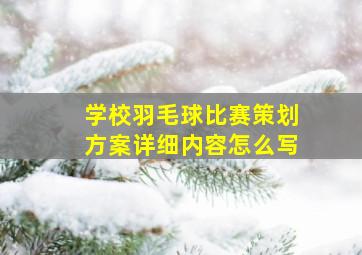 学校羽毛球比赛策划方案详细内容怎么写