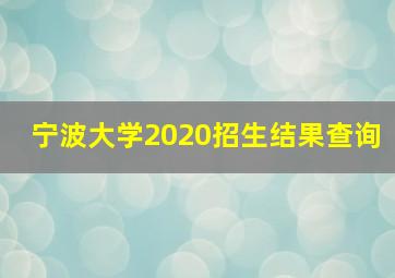 宁波大学2020招生结果查询