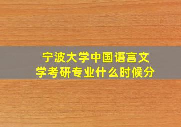 宁波大学中国语言文学考研专业什么时候分