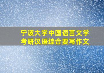 宁波大学中国语言文学考研汉语综合要写作文