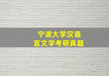 宁波大学汉语言文学考研真题