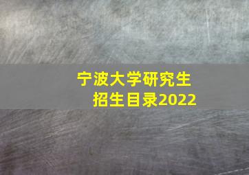 宁波大学研究生招生目录2022