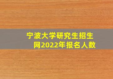 宁波大学研究生招生网2022年报名人数