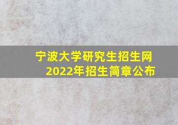 宁波大学研究生招生网2022年招生简章公布