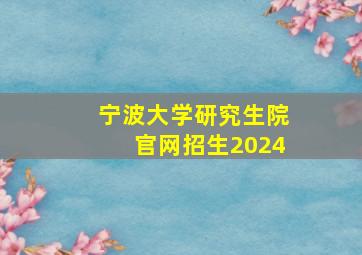 宁波大学研究生院官网招生2024