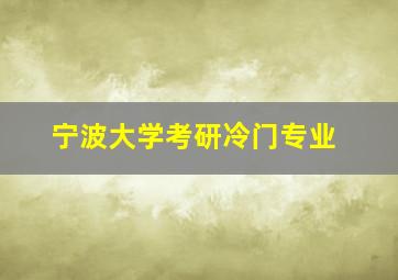 宁波大学考研冷门专业