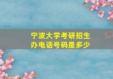 宁波大学考研招生办电话号码是多少