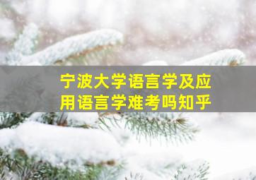 宁波大学语言学及应用语言学难考吗知乎